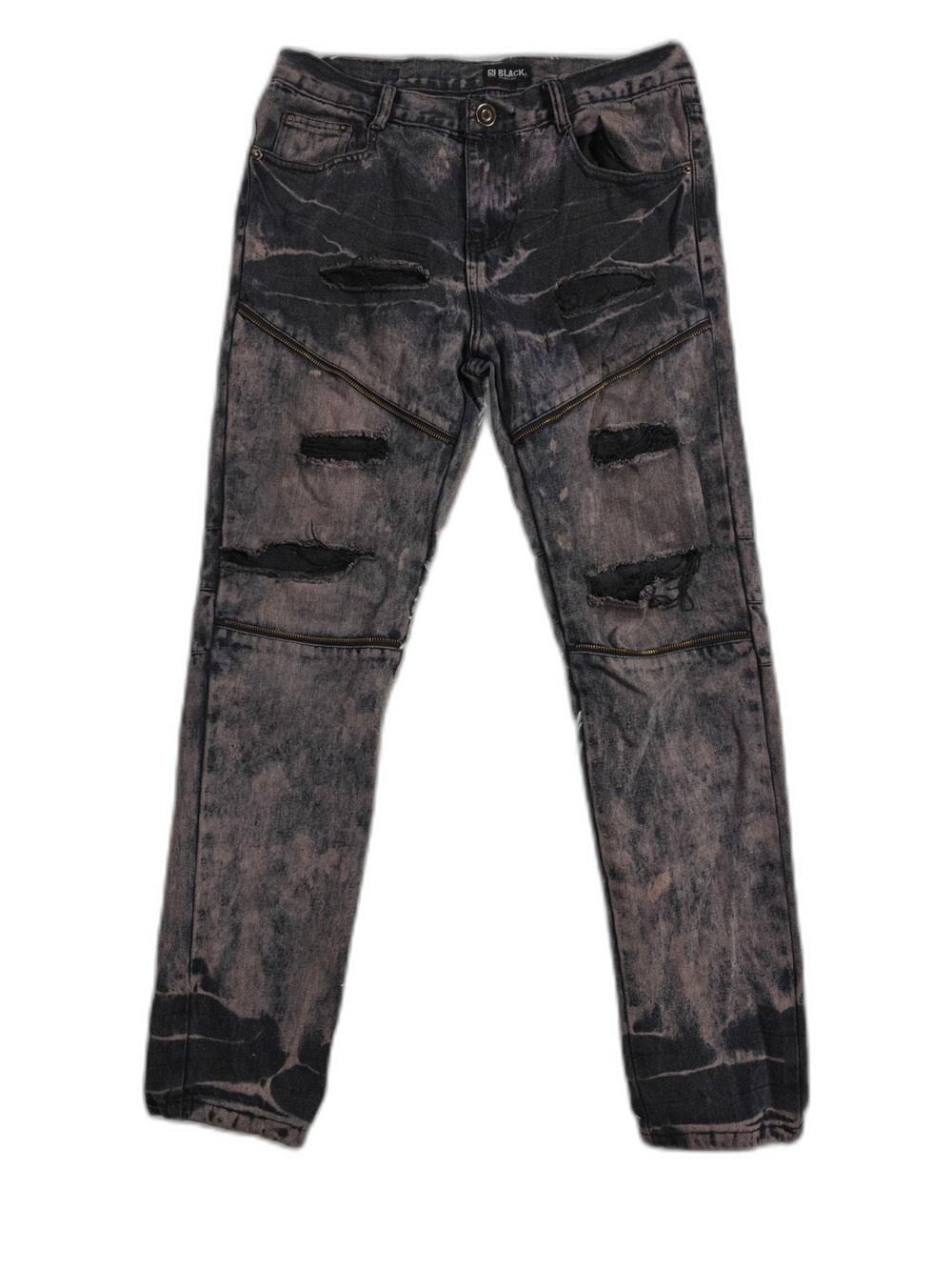 Mens Black Premium Skinny Jeans Black Pink Size 32x32